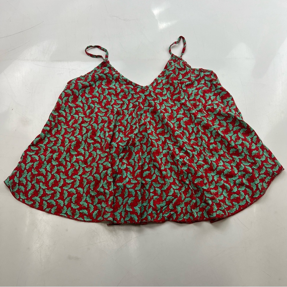 by coco women’s red green floral tank top S L43-20